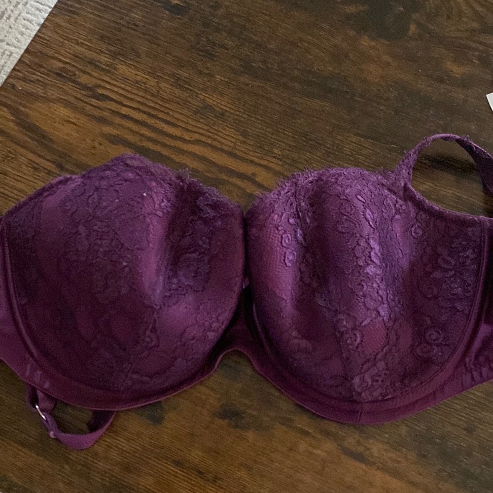 Purple lace lightly padded balcony bra